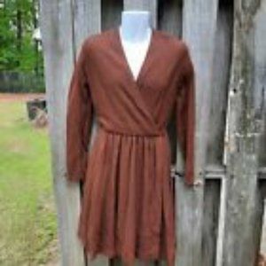 VTG Donna Karan New York Dress Sz 8/Medium Womens, Alpaca Wool, Body Suit, Brown